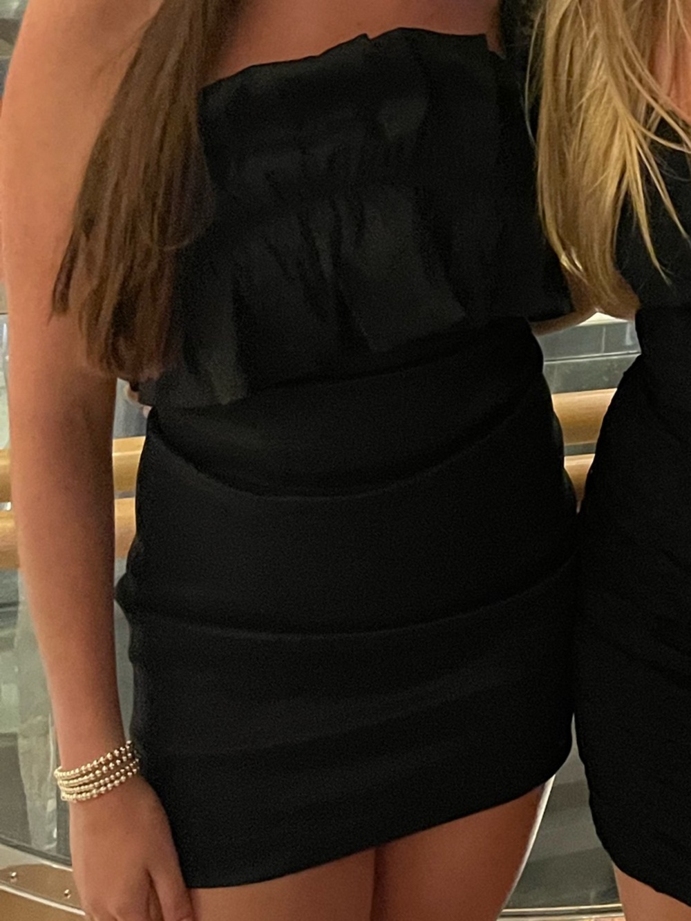 Black Mini Ruffle Top Dress